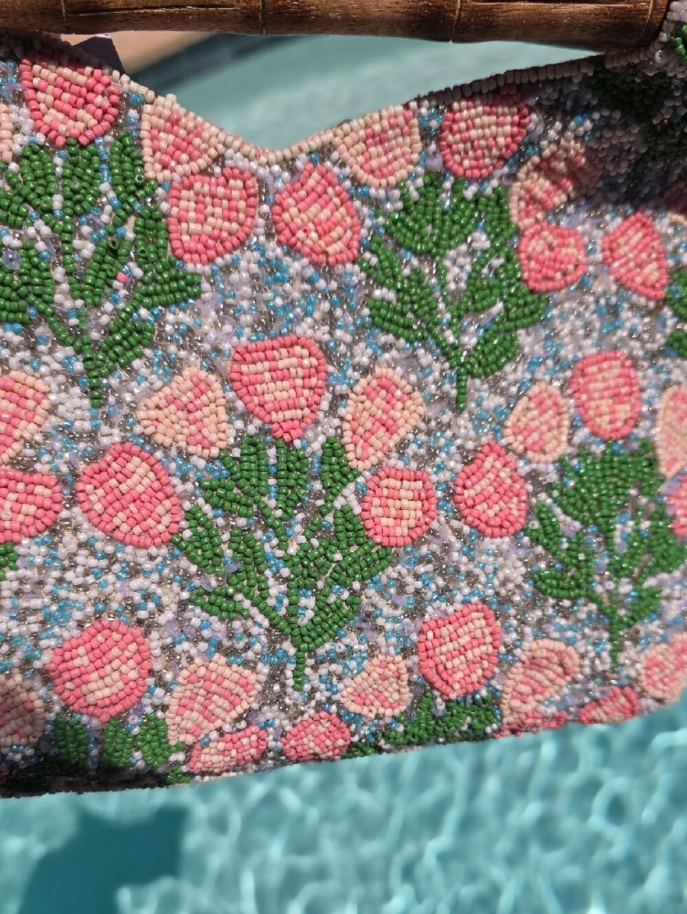 Viral Beaded Floral Peach Bag - Picture 4 of 6